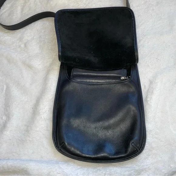 Coach Vintage Legacy Slim Saddle Crossbody Bag Charcoal Black Leather - Picture 3 of 5